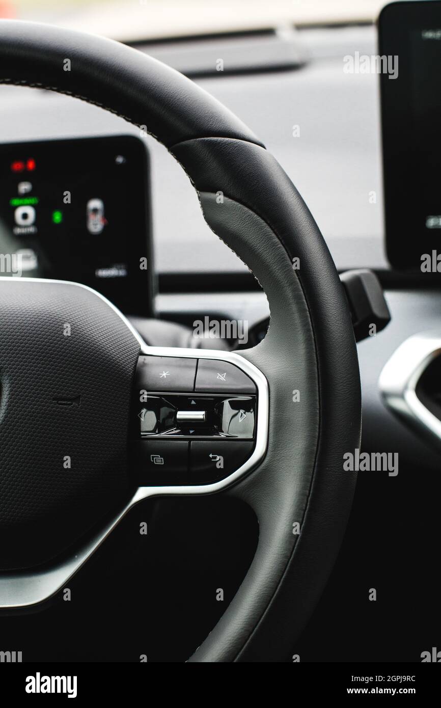 Auto audio control buttons in a car. Car button controller Stock Photo