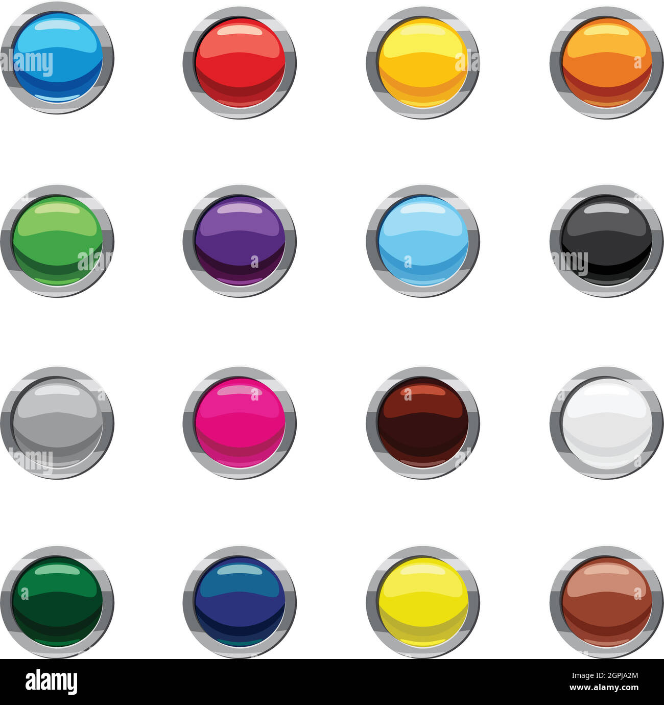 Blank round web buttons icons set, cartoon style Stock Vector