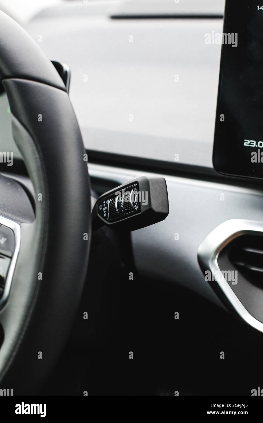 Auto audio control buttons in a car. Car button controller  Stock Photo