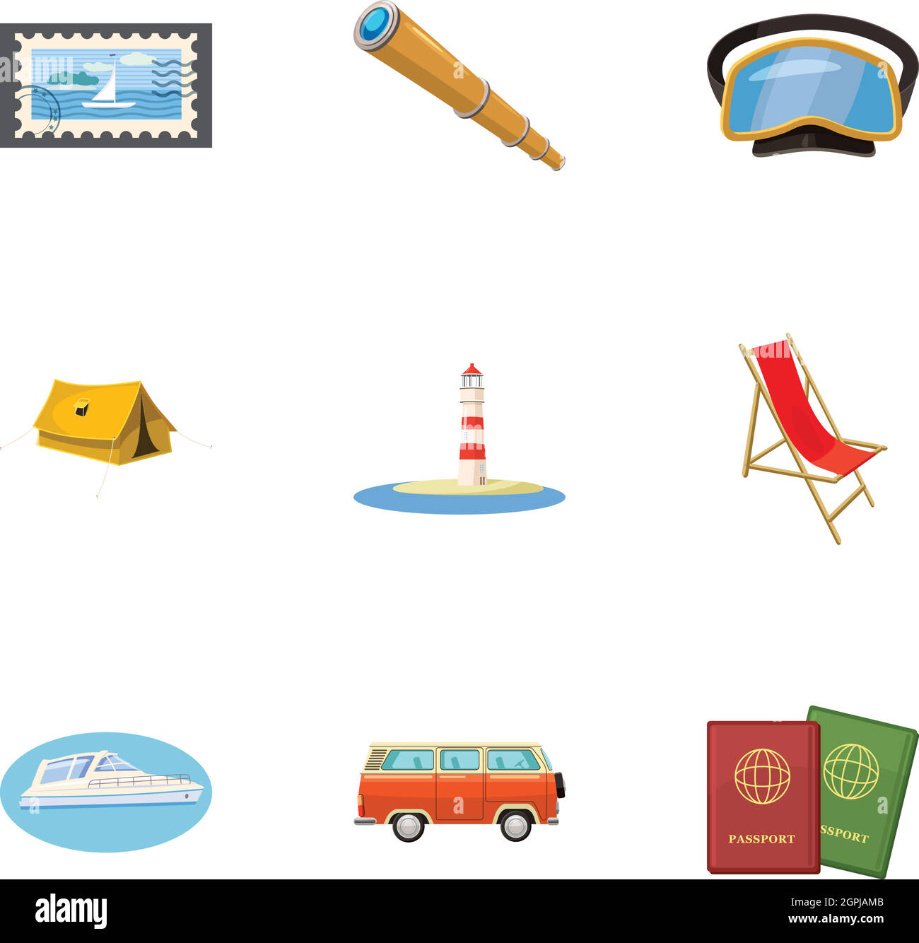 Journey to sea icons set, cartoon style Stock Vector Image & Art - Alamy