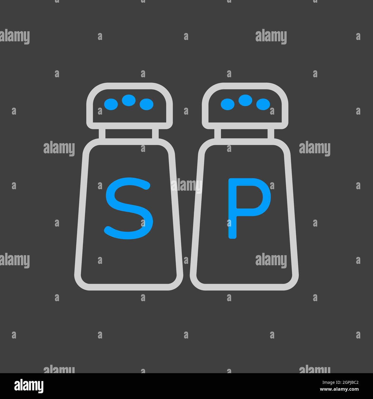 Salt and pepper condiment shakers vector icon Stock Vector