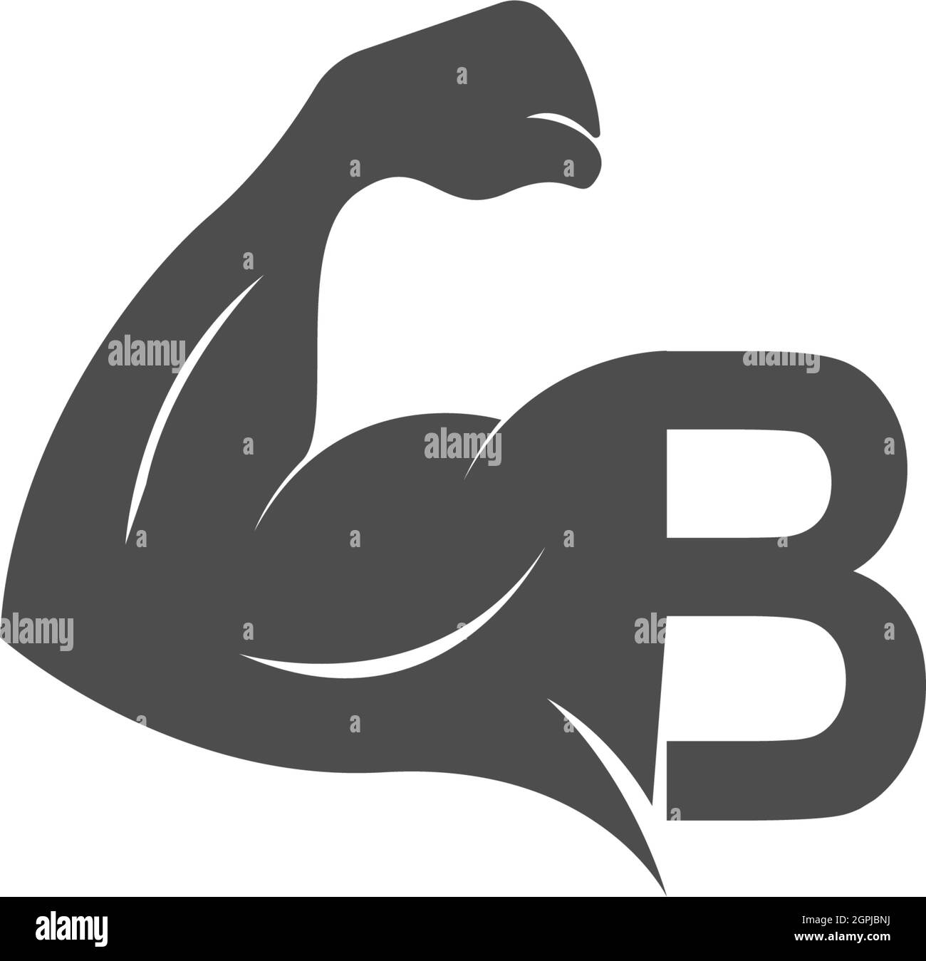 Letter B logo icon with muscle arm design vector Stock Vector