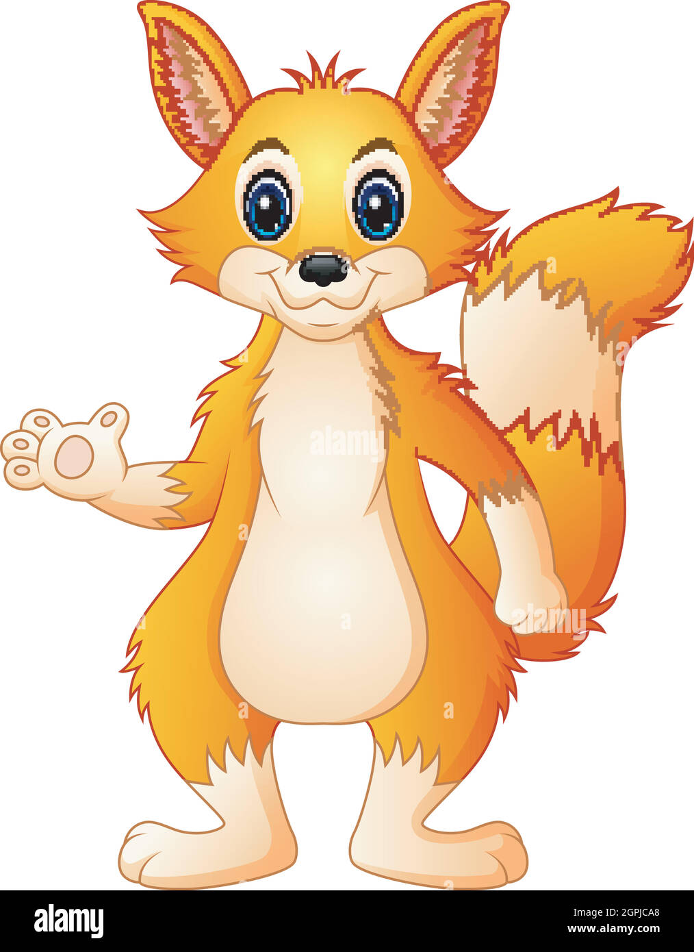 Vector illustration of Cute fox cartoon standing Stock Vector