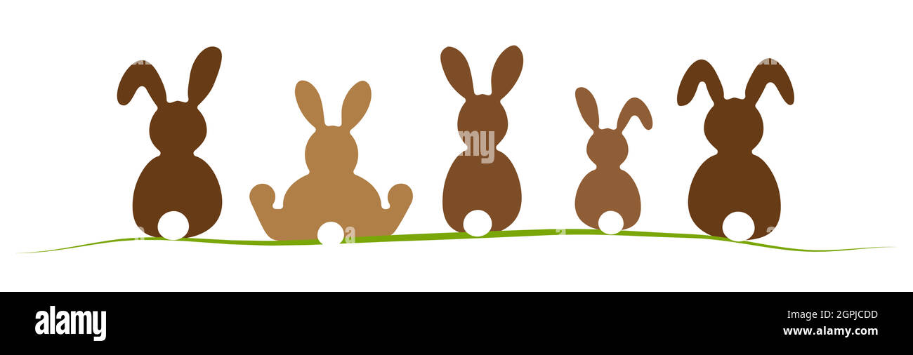 Happy Easter bunnies colored Stock Vector
