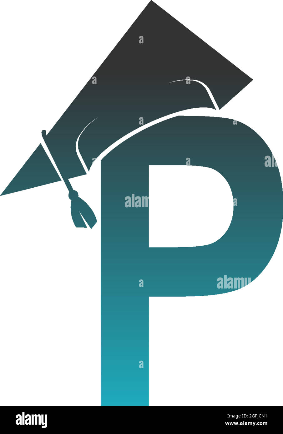 Letter P logo icon with graduation hat design vector Stock Vector Image ...