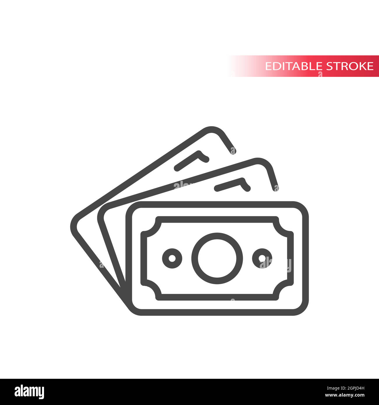 Cash money, banknotes line vector icon Stock Vector