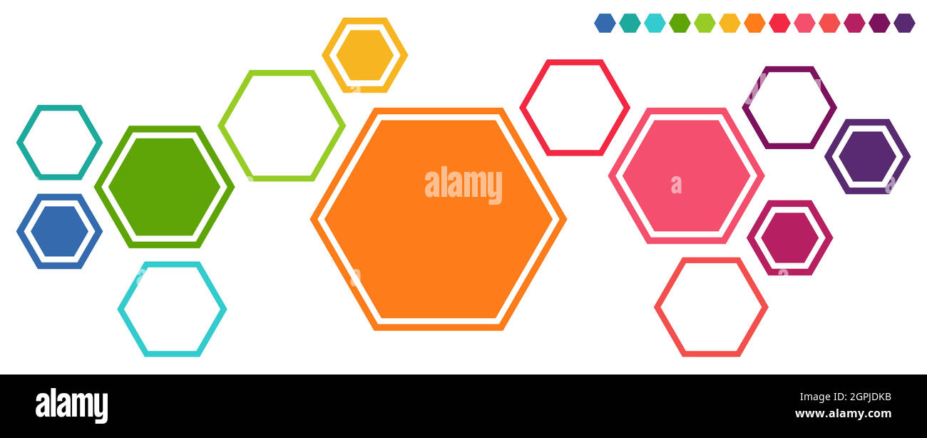 colored futuristic hexagonal teamwork process Stock Vector