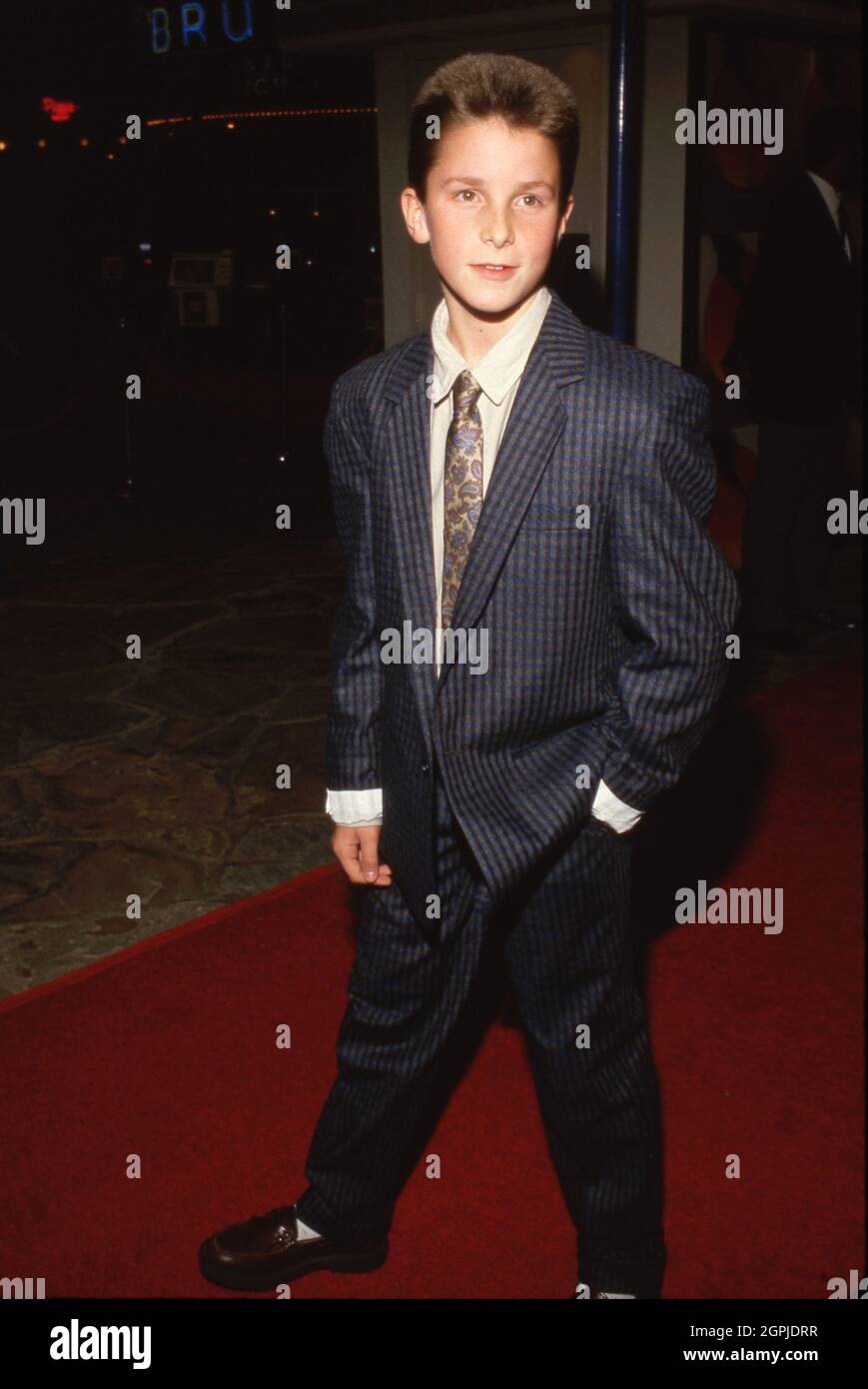 Christian Bale at the Empire Of The Sun Premiere on December 8, 1987.  Credit: Ralph Dominguez/MediaPunch Stock Photo - Alamy