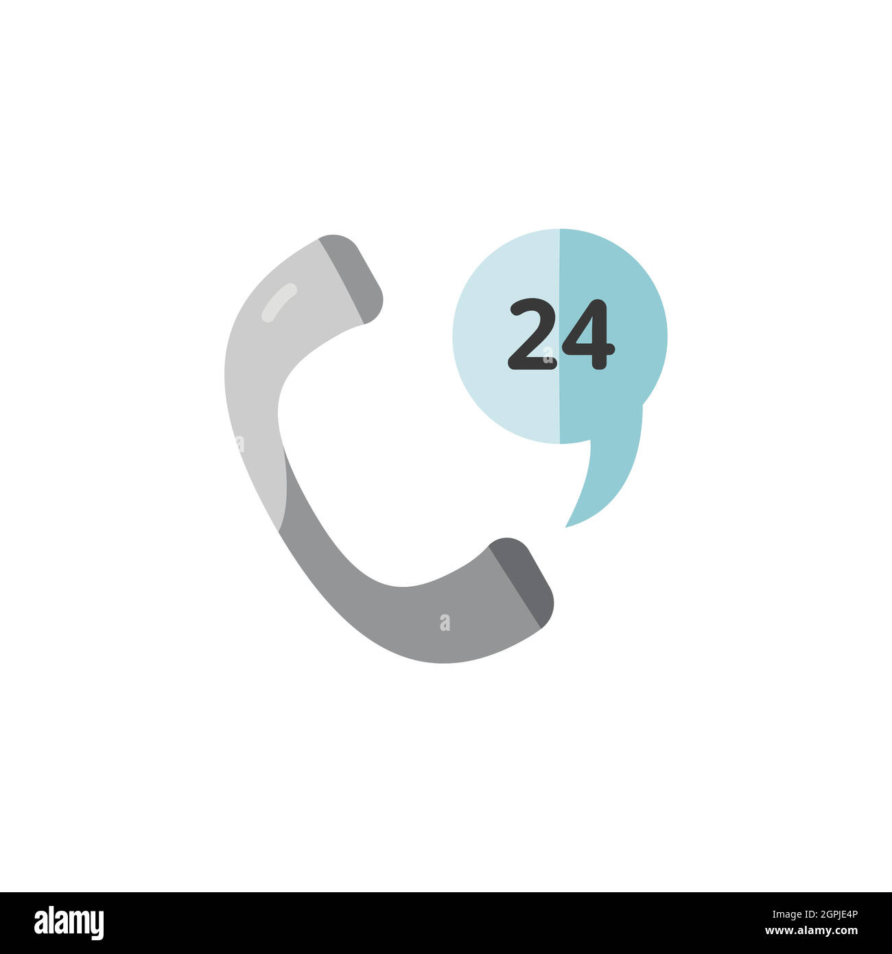 Phone service 24 hours. Support and service. Flat color icon. Commerce vector illustration Stock Vector