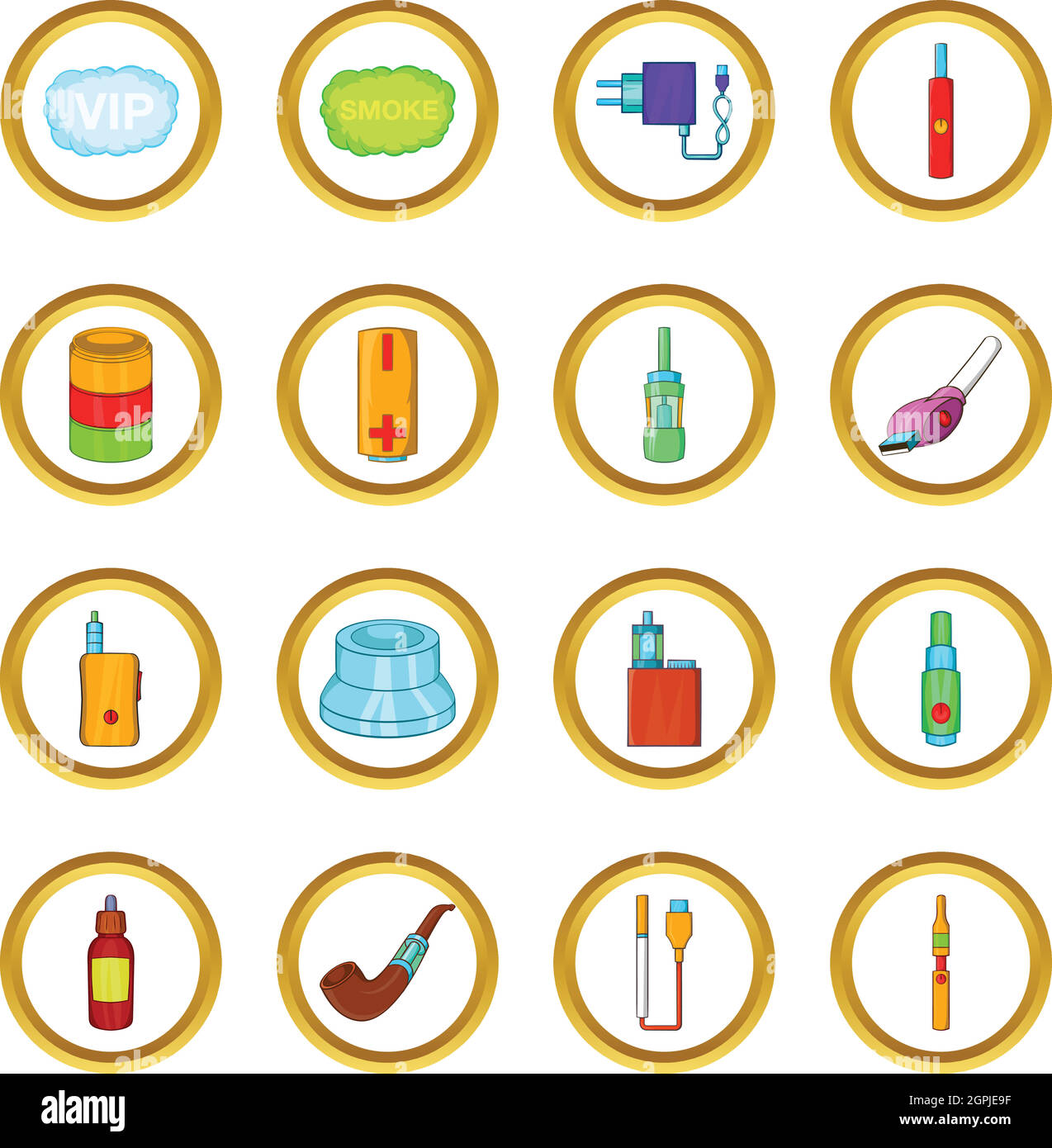 Electronic cigarettes vector set, cartoon style Stock Vector