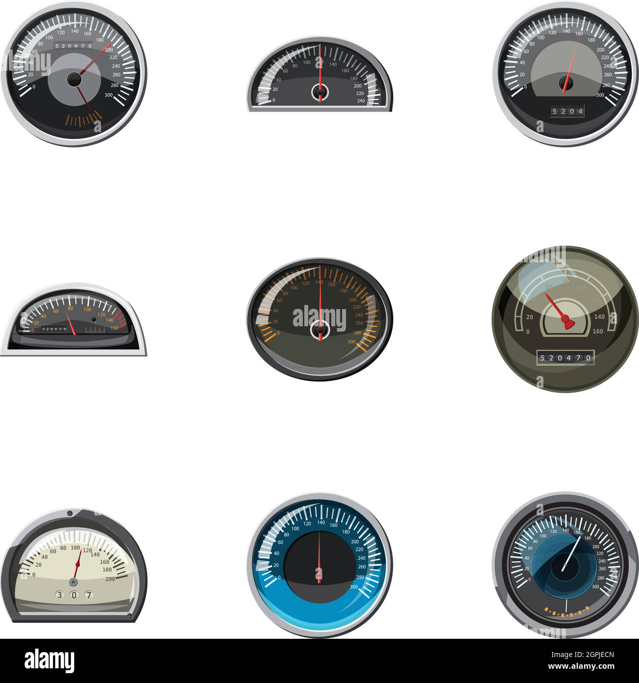 Speedometer for transport icons set, cartoon style Stock Vector Image ...