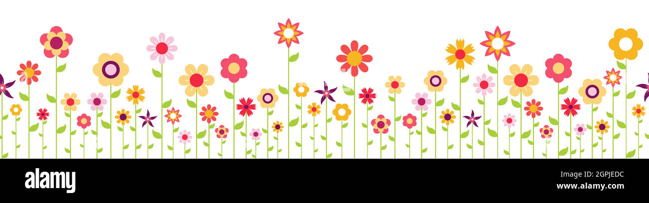 seamless fresh flowers background for spring Stock Vector