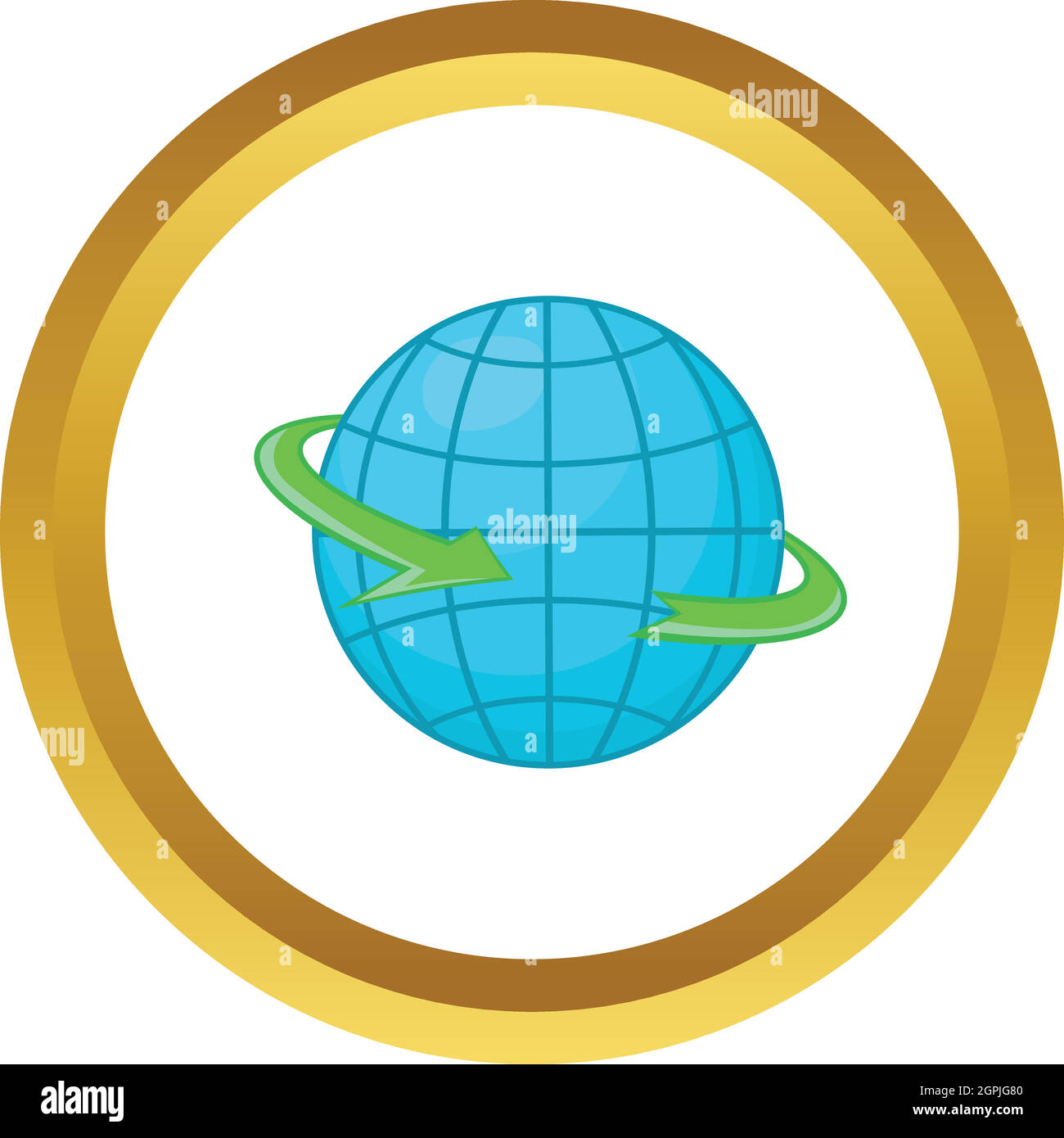 Globe and round the world arrow symbol vector icon Stock Vector