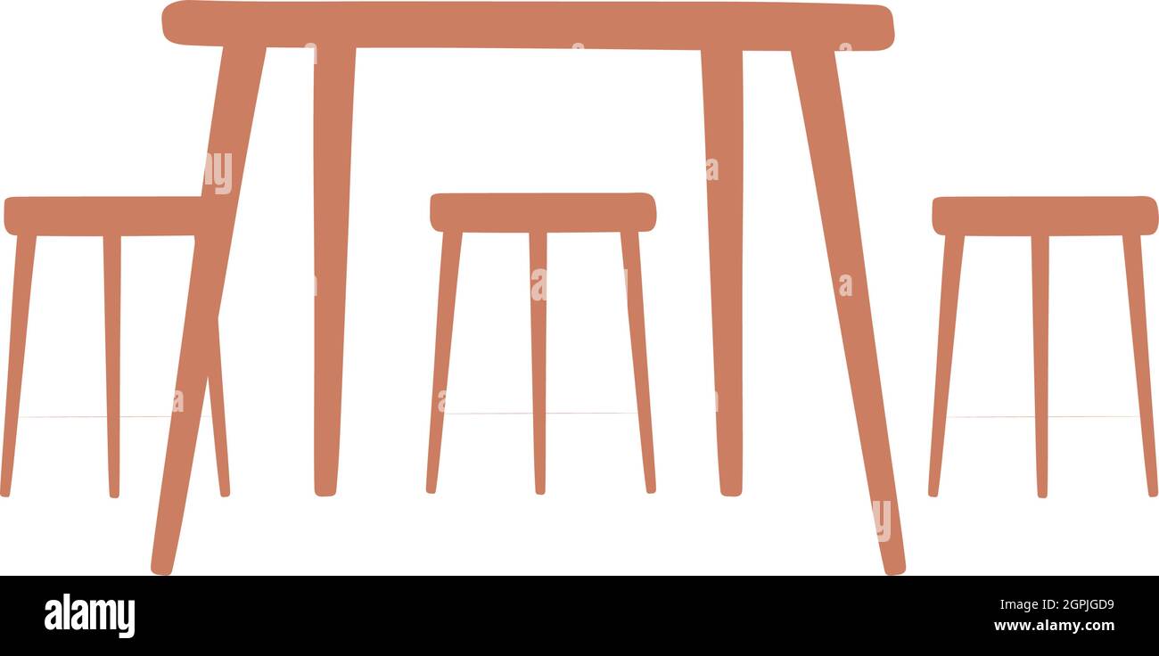 wooden table and chairs Stock Vector Image & Art - Alamy