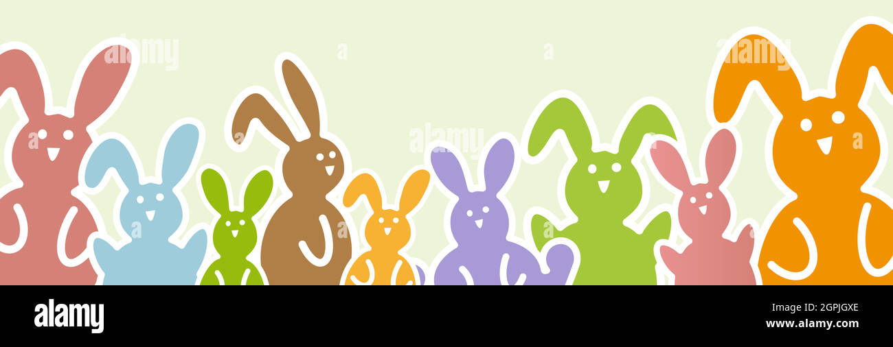 Happy Easter bunnies colored Stock Vector