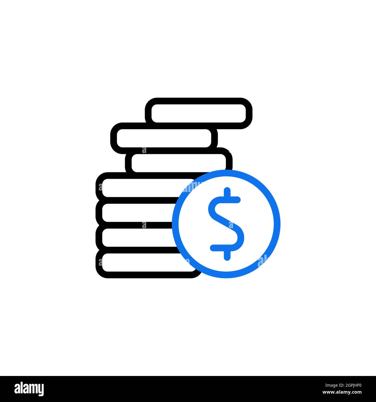 Coins stack outline icon vector. Finances sign Stock Vector