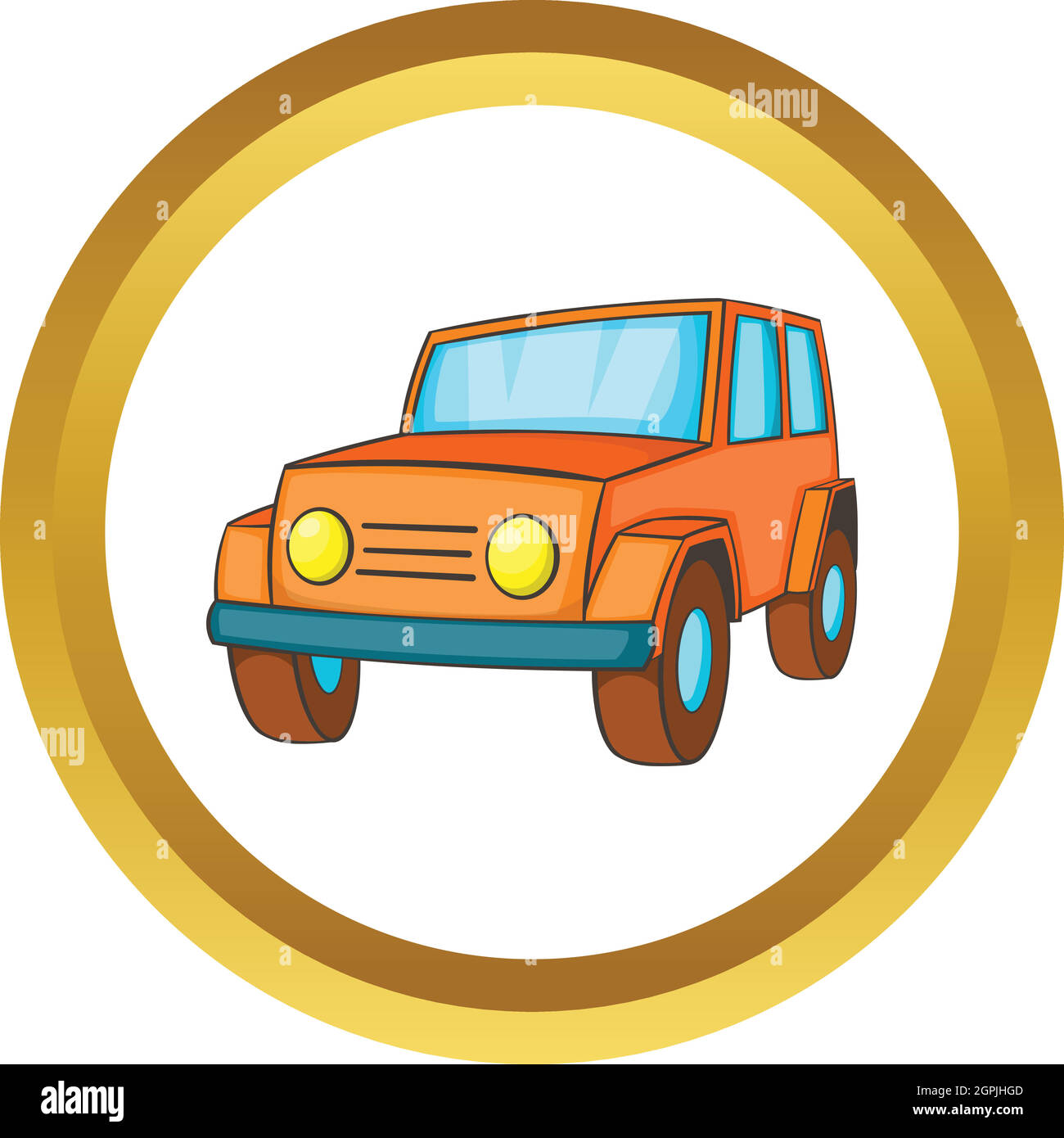 Orange jeep vector icon Stock Vector