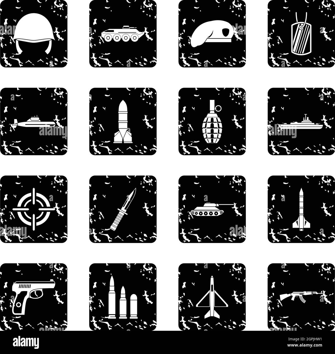 Military set icons, grunge style Stock Vector