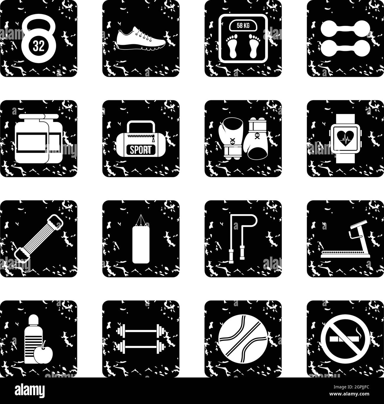 Gym set icons, grunge style Stock Vector Image & Art - Alamy