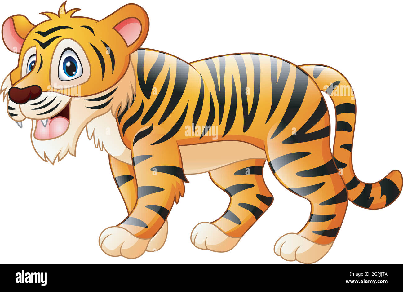 Vector illustration of Cute tiger cartoon Stock Vector Image & Art ...