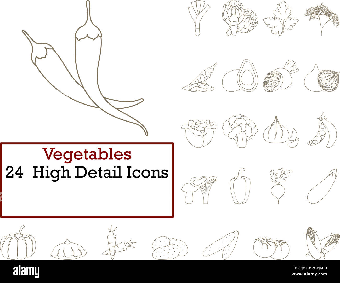 Vegetables Icon Set Stock Vector
