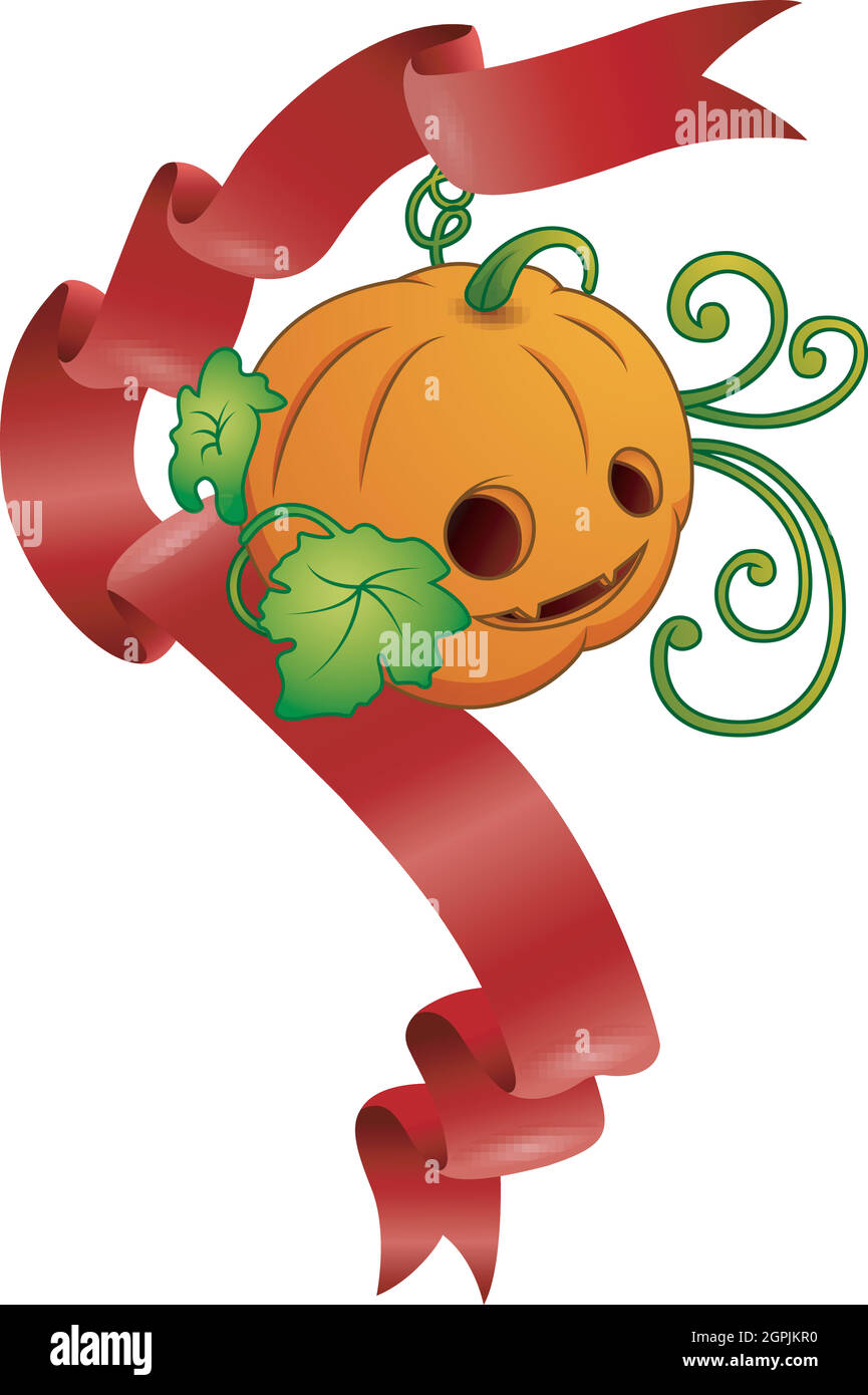 Halloween pumpkin with red ribbons Stock Vector
