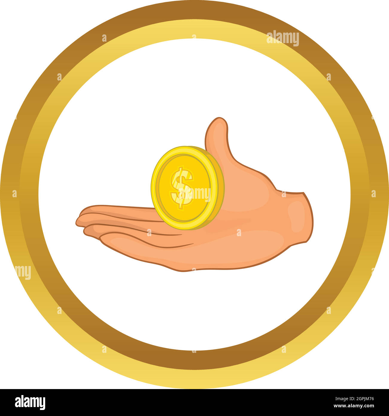 Hand with coin vector icon Stock Vector