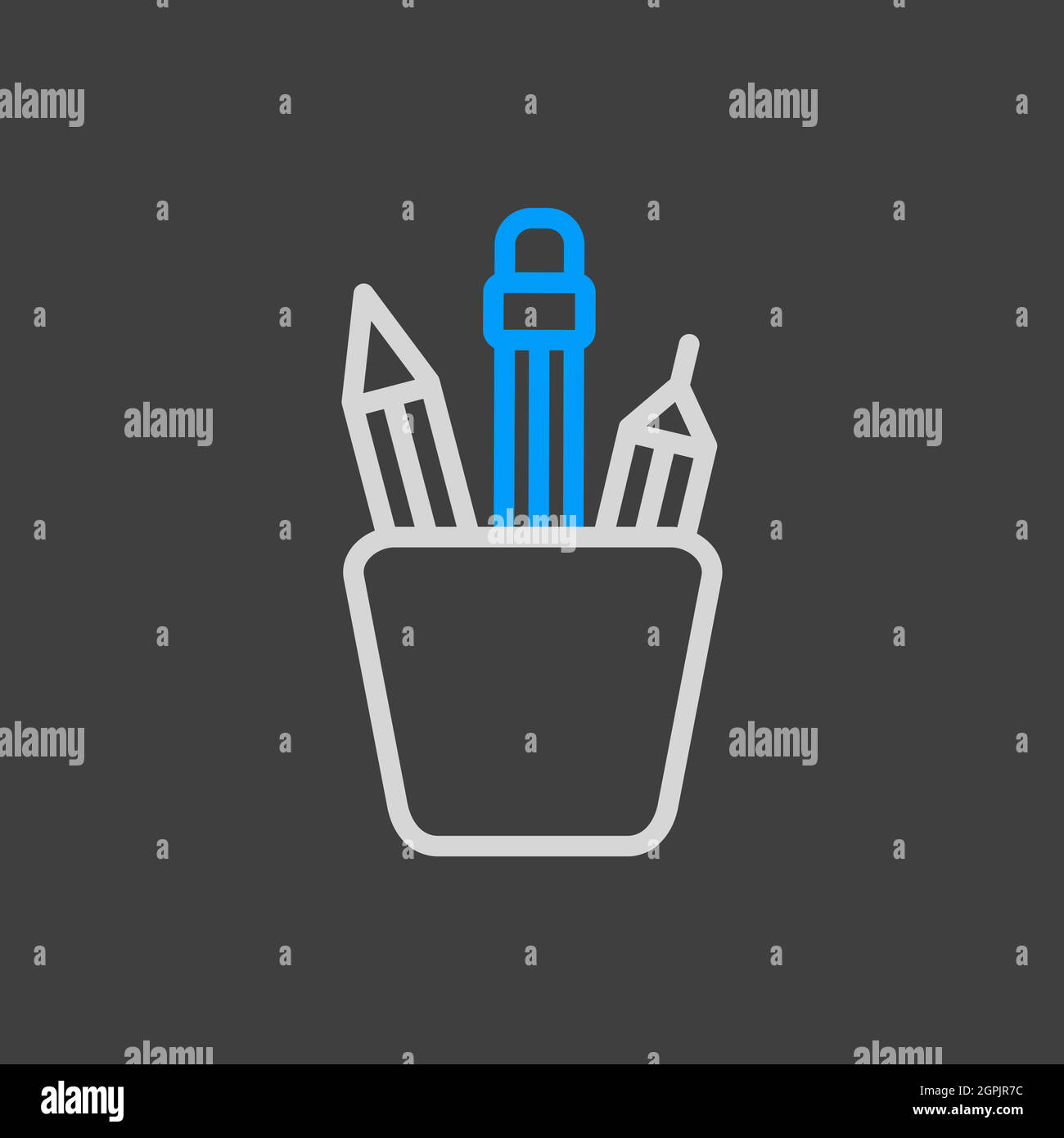 Pencil stand vector icon isolated on the white Stock Vector