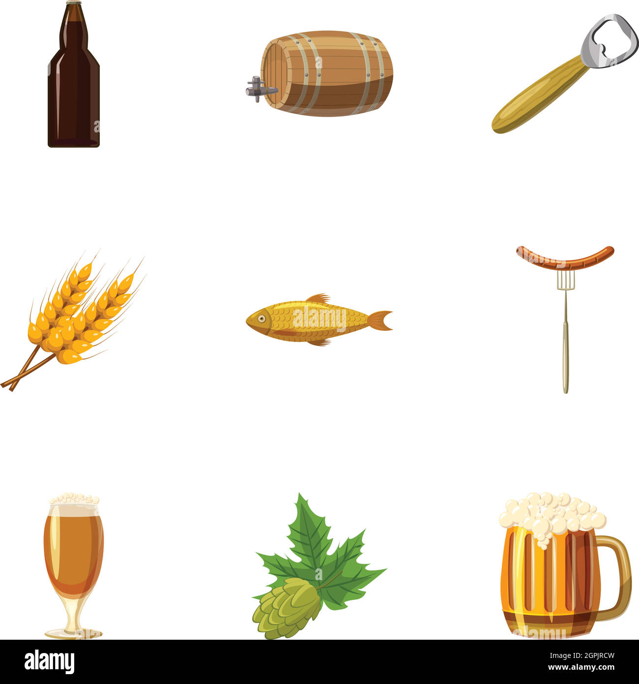 Oktoberfest icons set, cartoon style Stock Vector