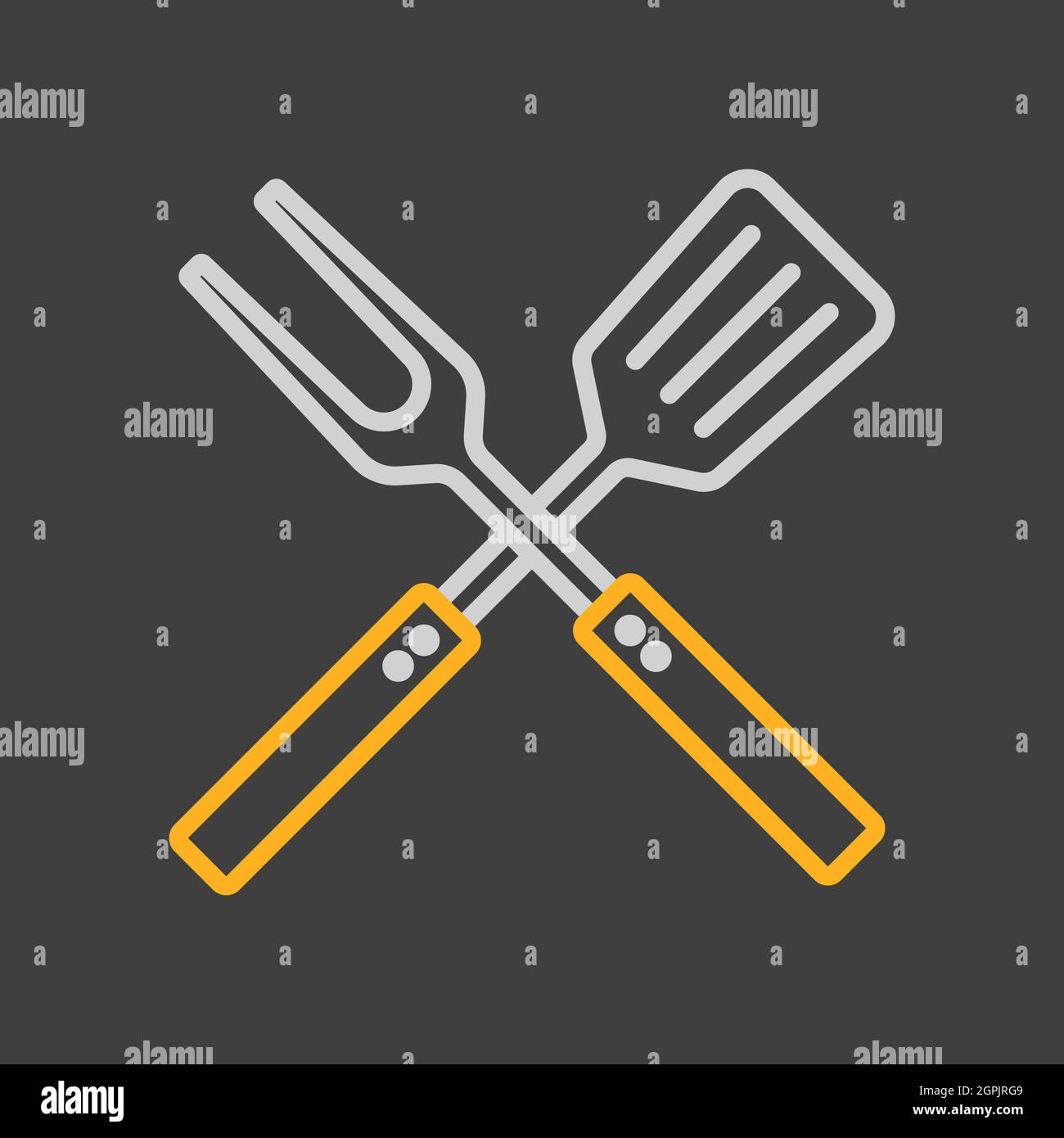 Big fork and spatula vector icon. Kitchen appliance Stock Vector