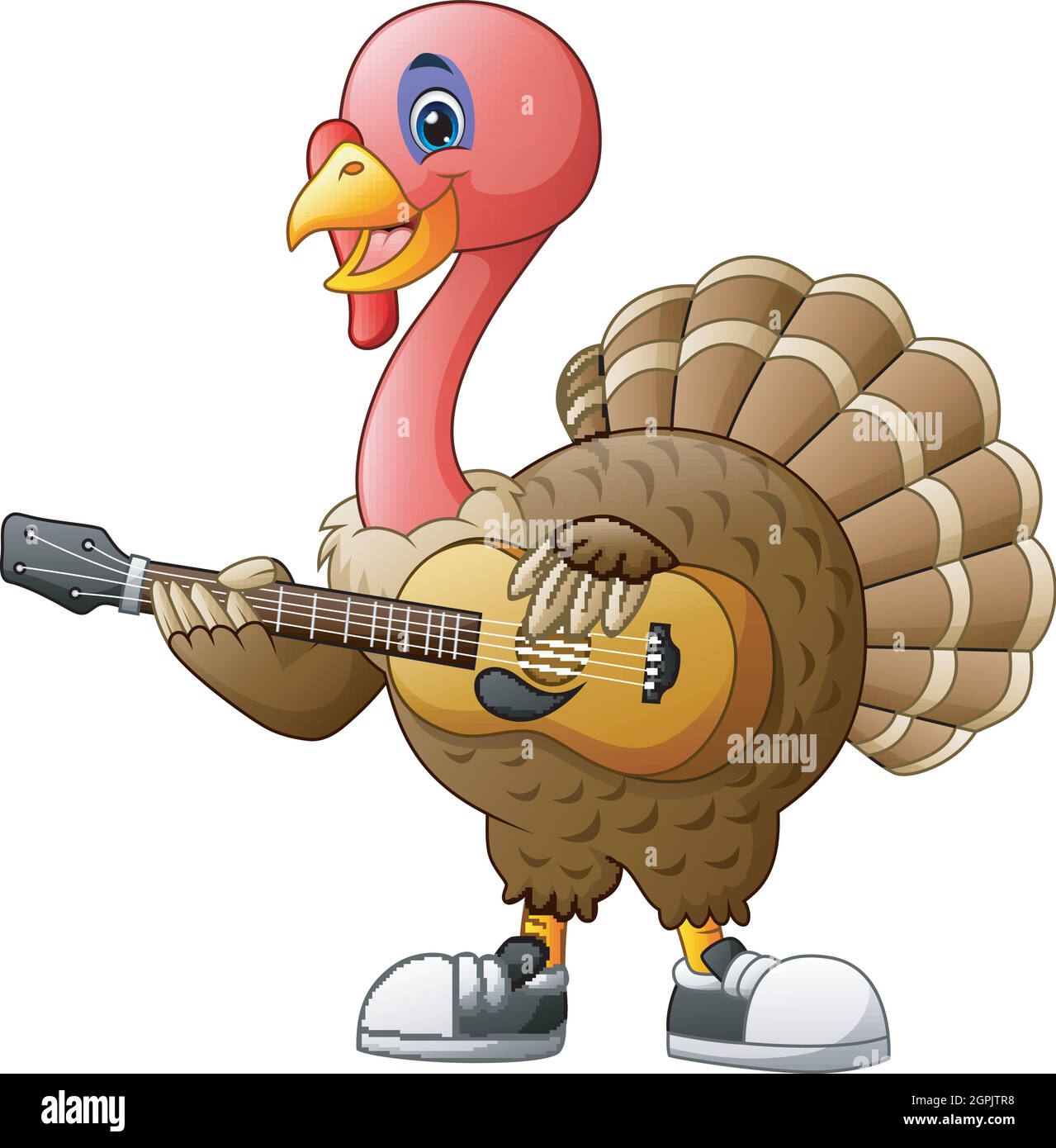 Cartoon turkey with a guitar Stock Vector