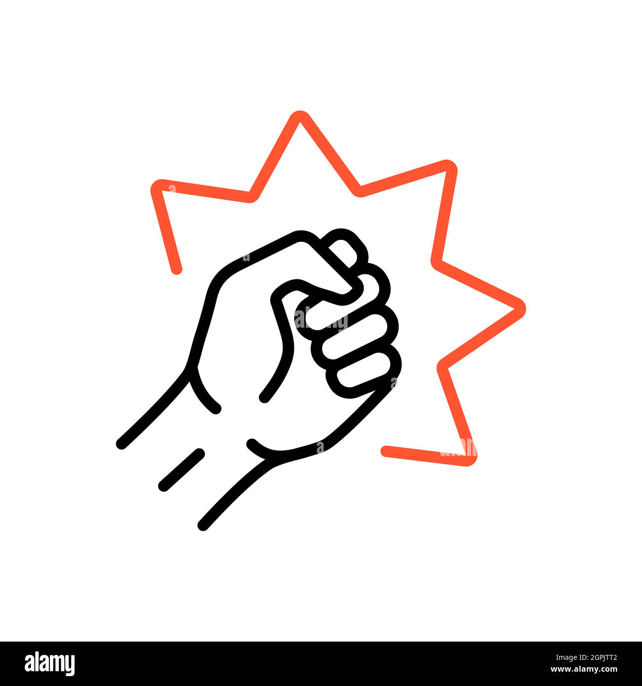 Punch, raised up clenched fist vector icon Stock Vector