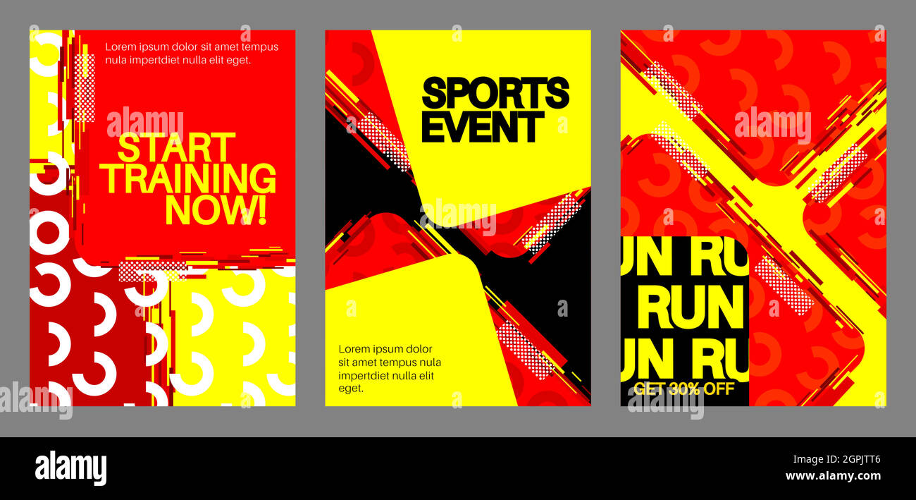 Sport poster. Banner template for fitness, sport action, training
