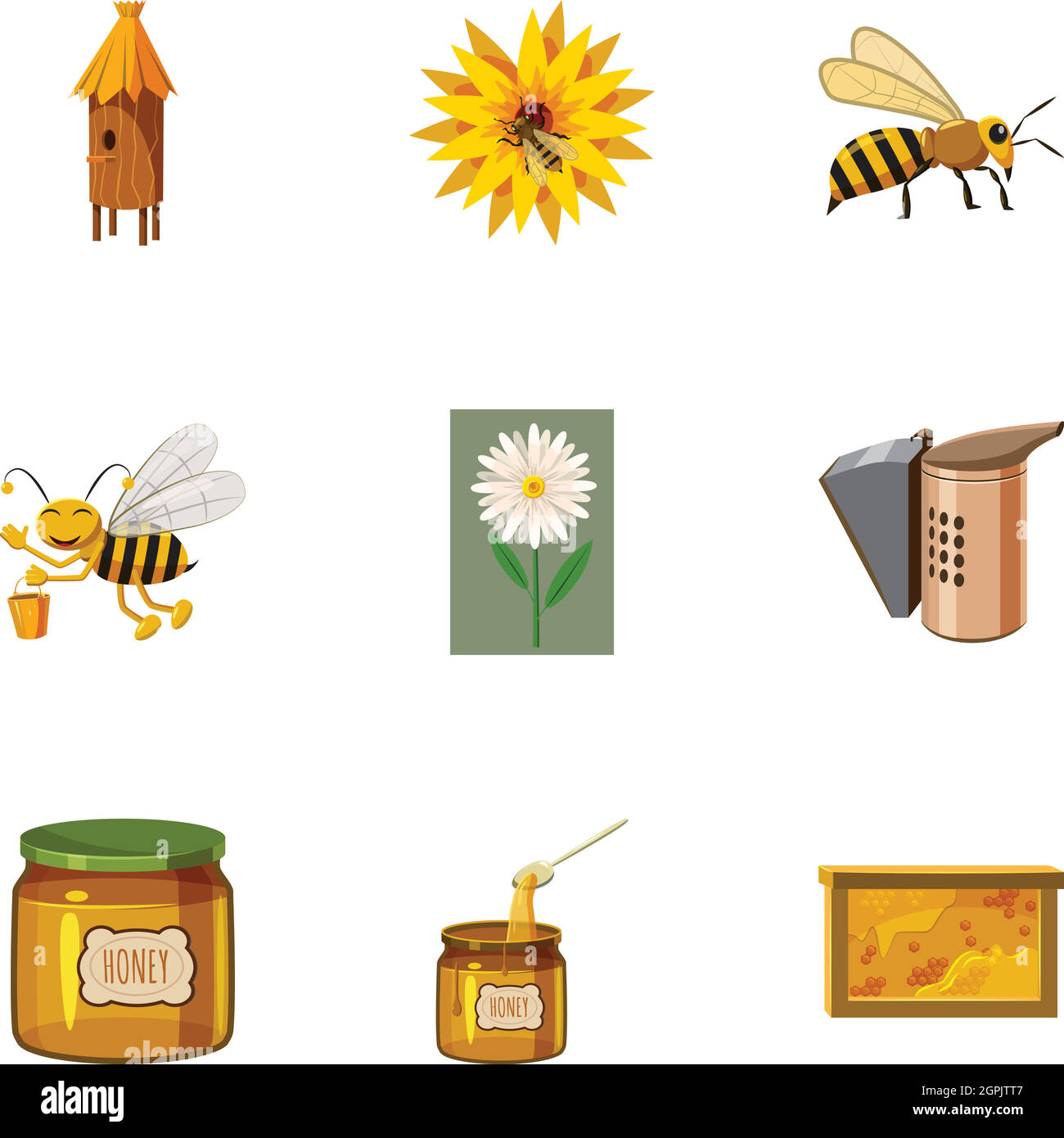 Apiary icons set, cartoon style Stock Vector Image & Art - Alamy
