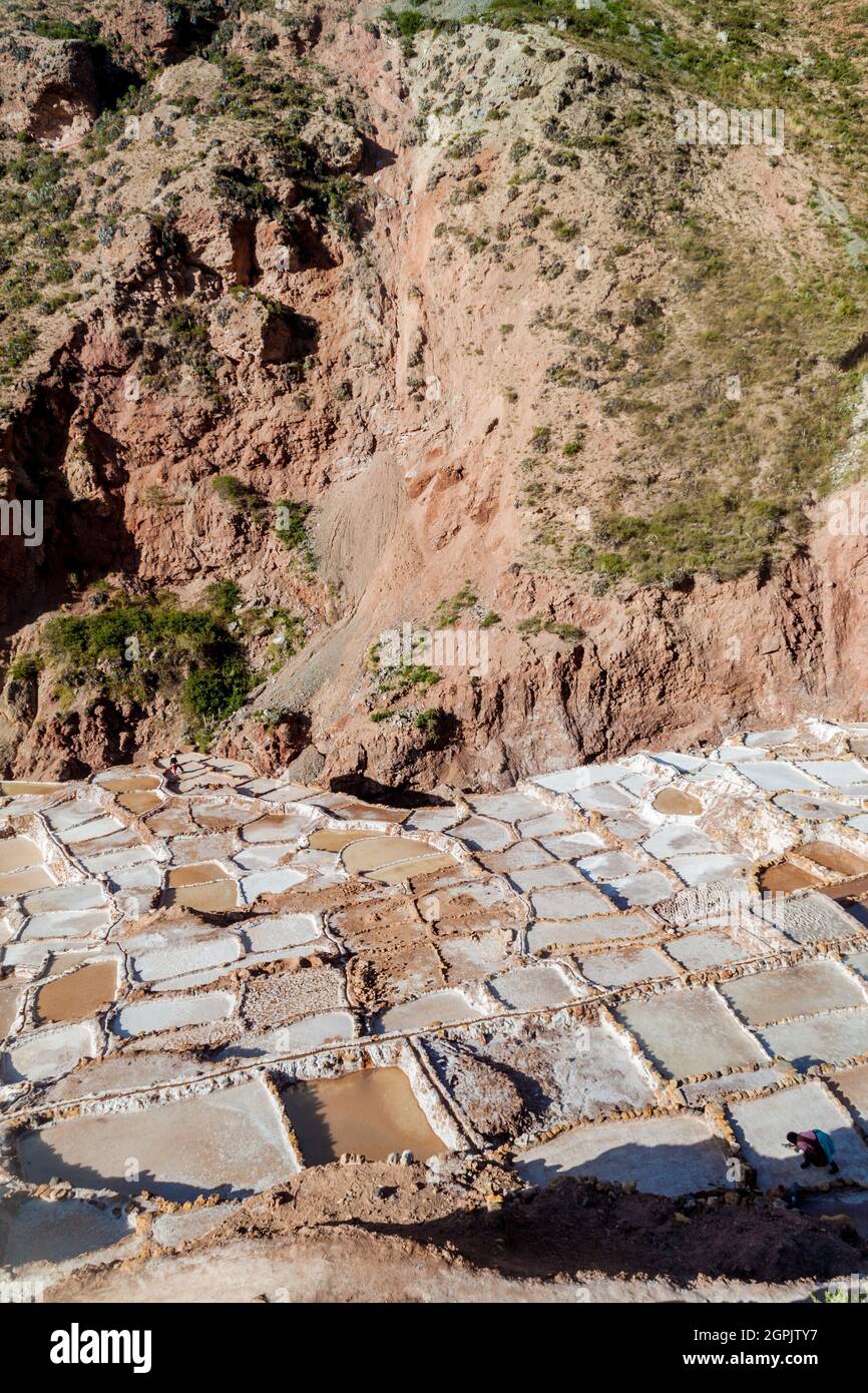 Salt extraction pans (Salinas) in Sacred Valley of Incas, Peru Stock ...
