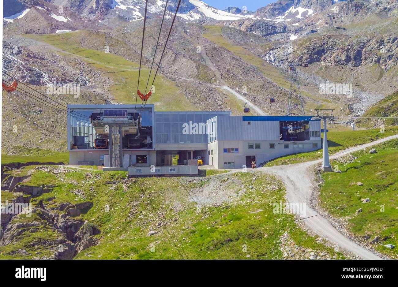 cable railway station around the Stubaital in Tyrol, Austria Stock Photo