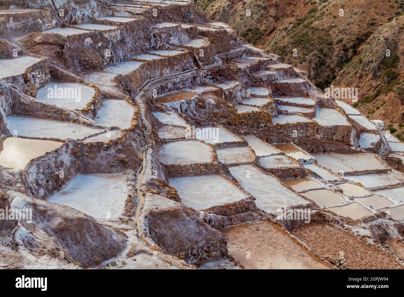 Salt extraction pans (Salinas) in Sacred Valley of Incas, Peru Stock ...