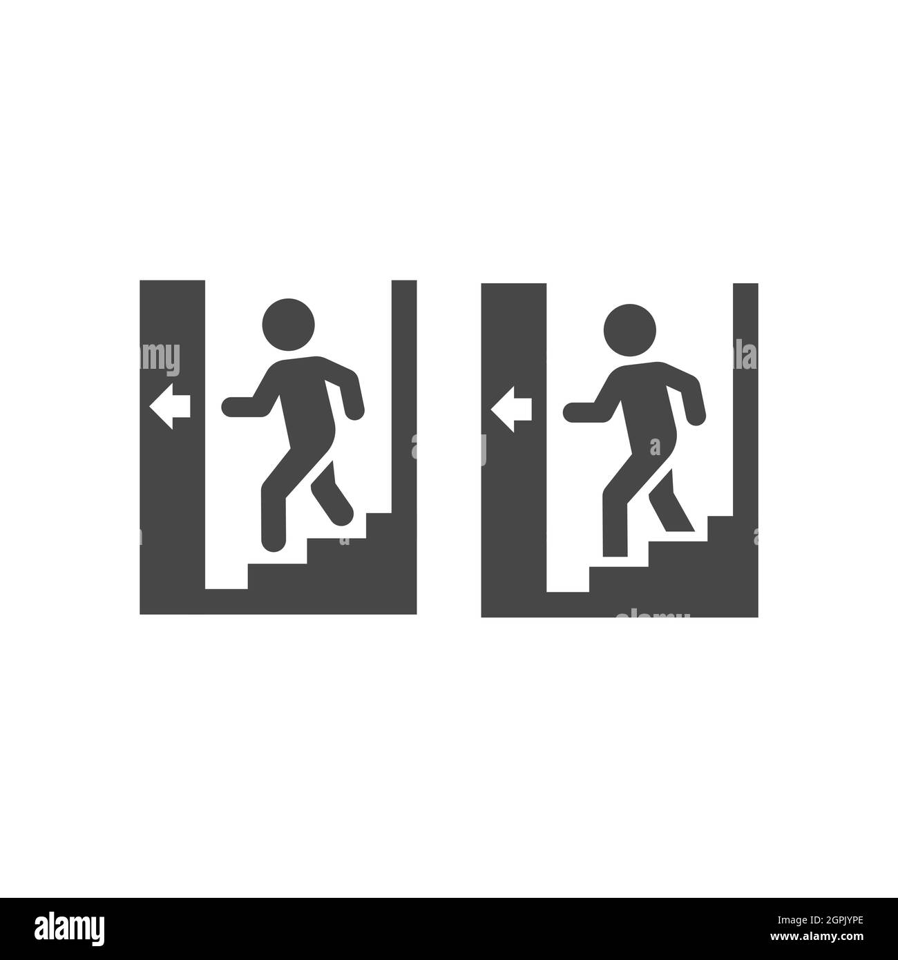 Man going down stairs black vector icon Stock Vector