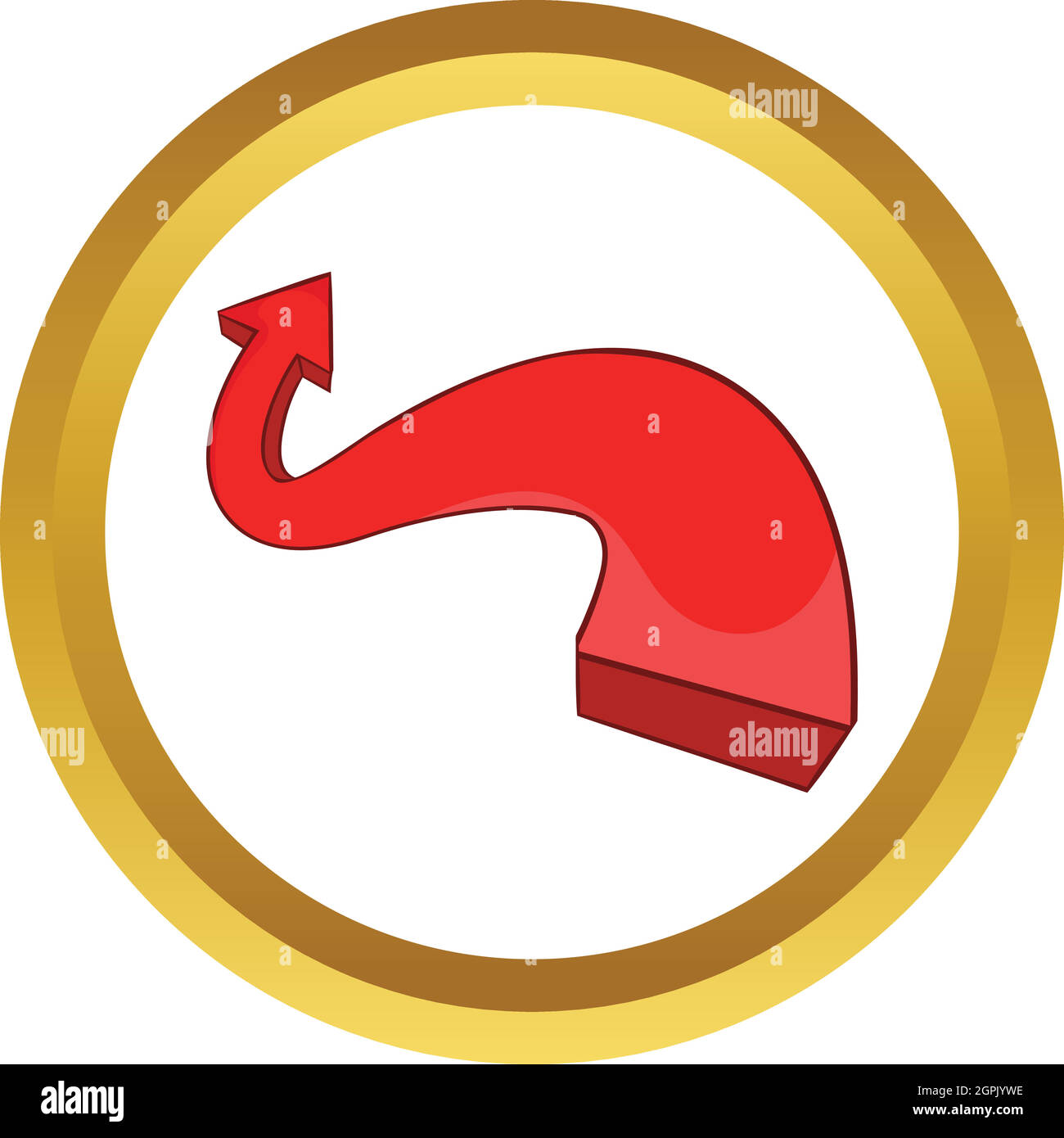Red curved arrow vector icon Stock Vector