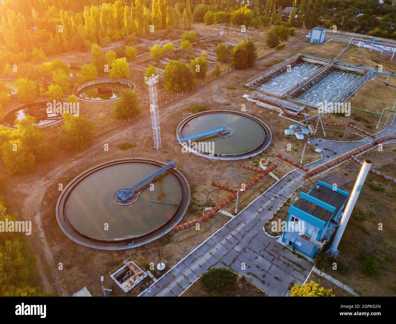 Wastewater treatment plant aerial view hi-res stock photography and ...