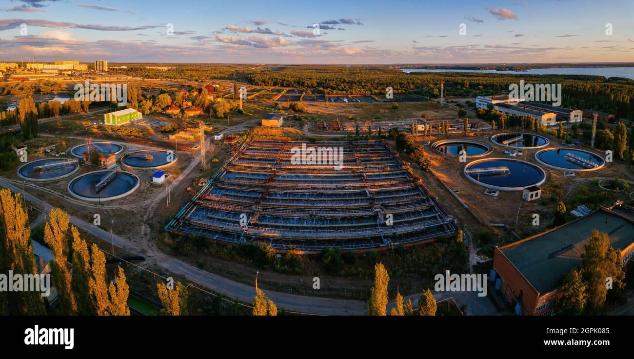 Wastewater treatment plant aerial view hi-res stock photography and ...