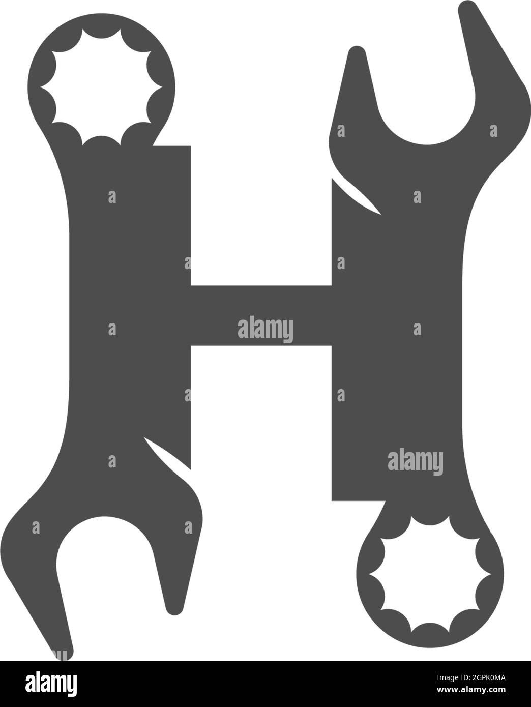 Letter H Logo Icon With Wrench Design Vector Stock Vector Image & Art 