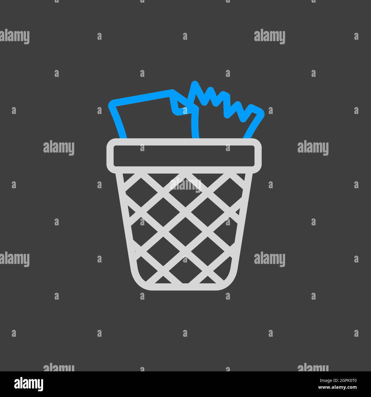 Wastebasket vector icon isolated on the white Stock Vector
