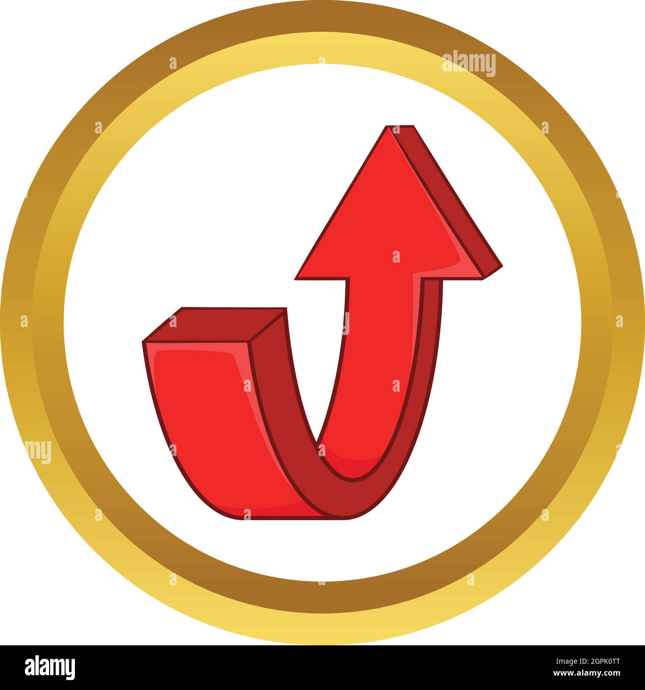 Red curved arrow vector icon Stock Vector