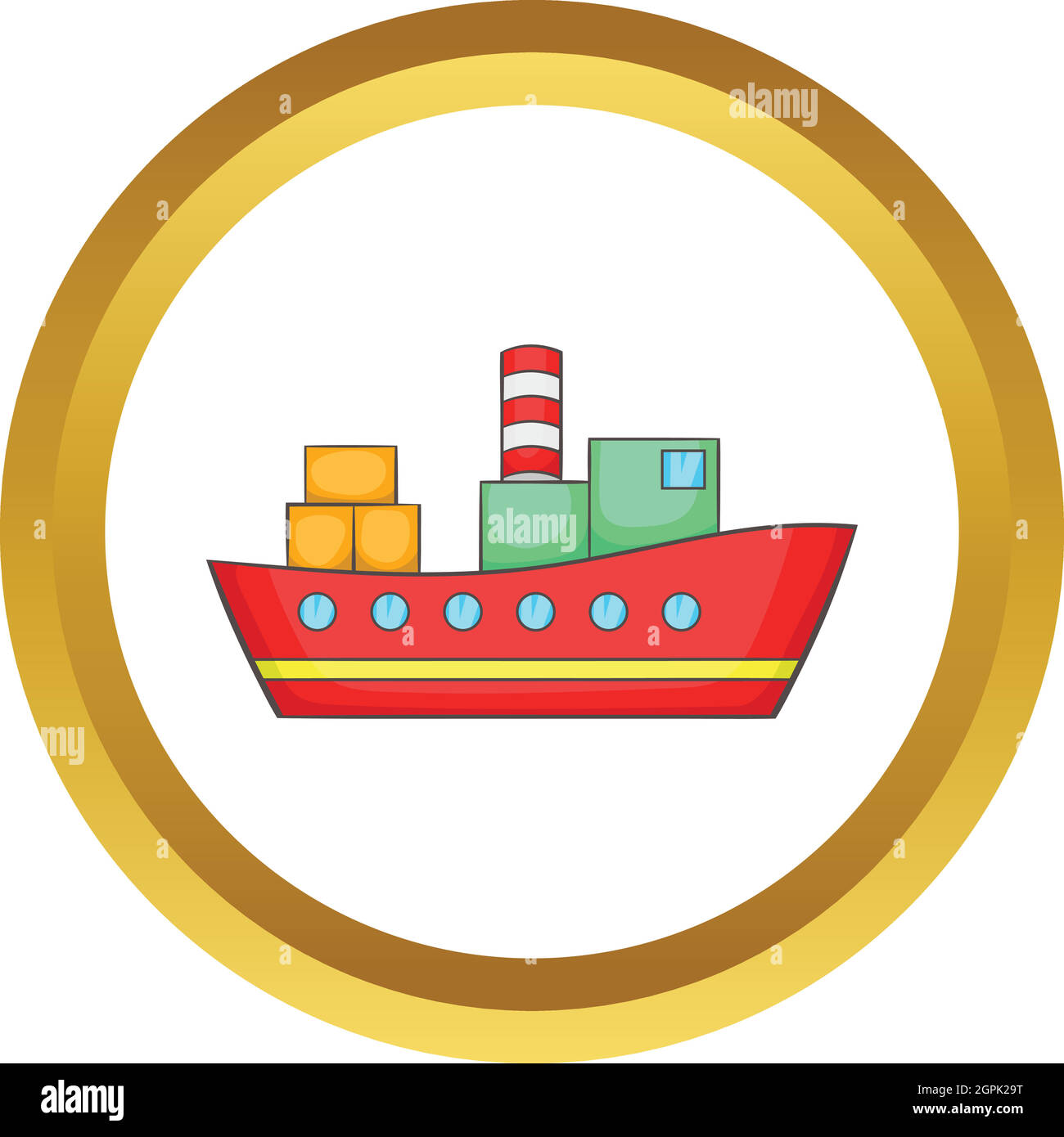 Red cargo ship vector icon Stock Vector