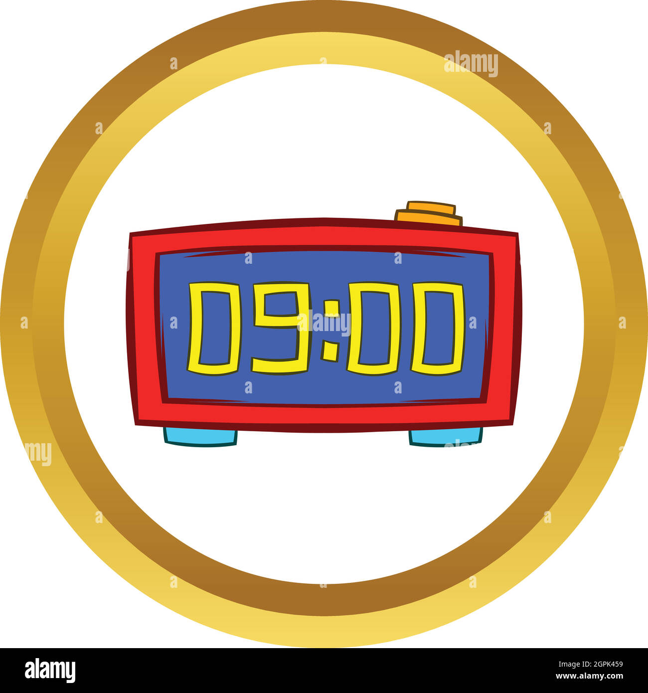 Digital table clock vector icon, cartoon style Stock Vector