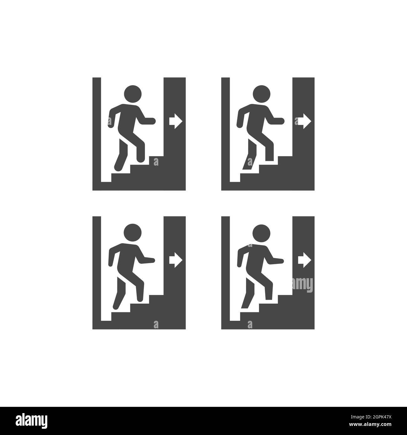 Man going up stairs black vector icon Stock Vector
