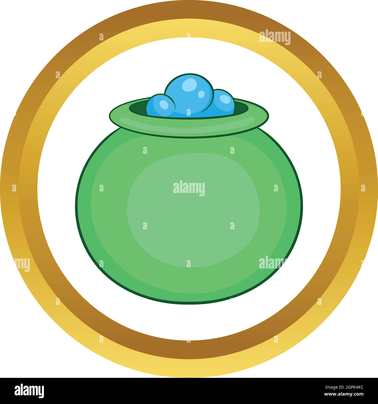 Green witch cauldron with potion vector icon Stock Vector