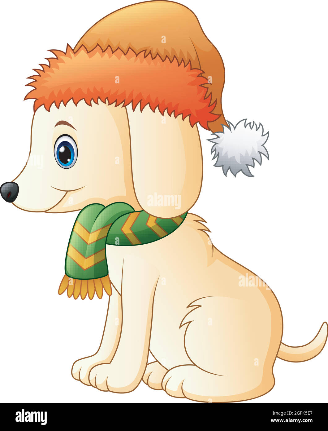 Cartoon dog wearing a scarf and santa hat Stock Vector Image & Art - Alamy