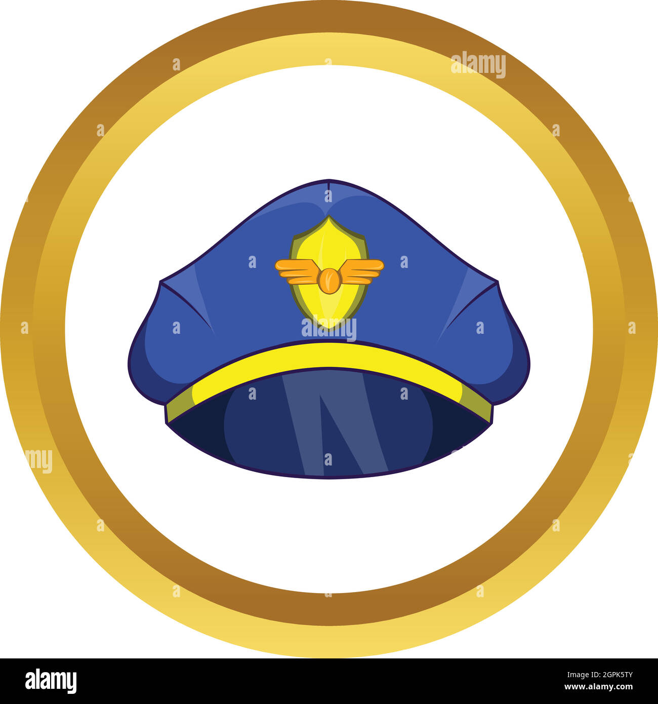 Blue pilot cap with badge vector icon Stock Vector